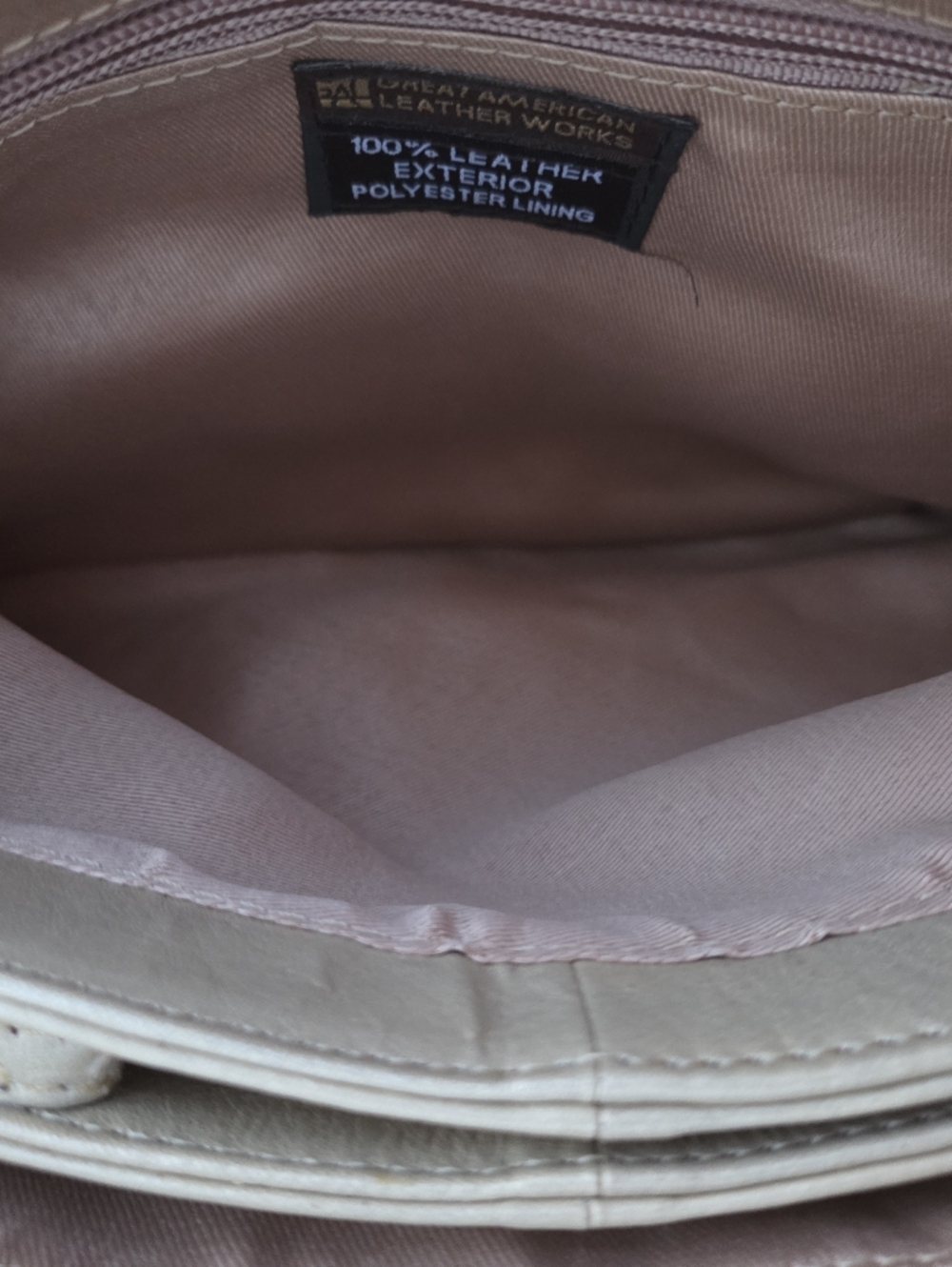 Great American Leather - NEW Shimmery Beige Leather Crossbody Bag Floral Studded - Picture 9 of 13